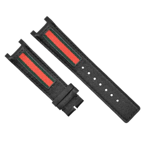 حزام ساعة جلدي بديل مقاس 22 مم من Ewatchparts متوافق مع ساعة GUCCI YA13309 باللون الأسود