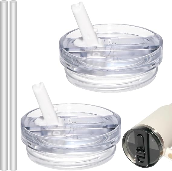 Leak Proof Lid Replacement for Stanley 40 oz, Flip Straw Lid Compatible with Stanley Cup 40oz, Stanley Accessories 40 oz (Withe+White)