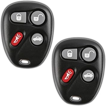 2X KeylessOption Key Fob Replacement Remote for 1999 2000 2001 2002 2003 2004 2005 Buick Cadillac Oldsmobile Pontiac, 4-Button 25665574, Locksmith Required